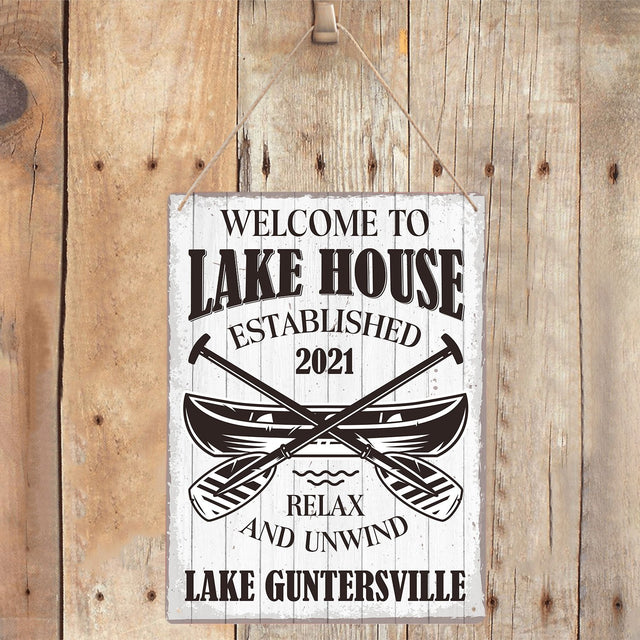 Welcome To Lake House Relax And Unwind, Custom Metal Sign