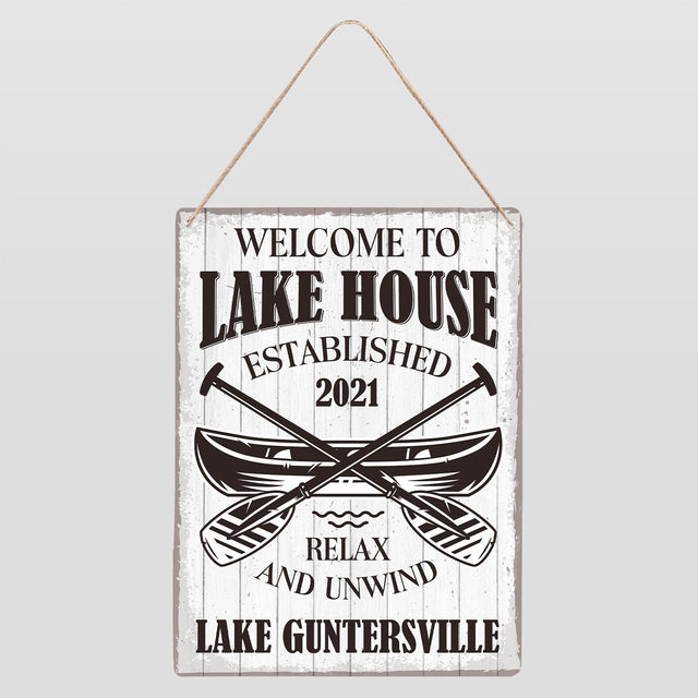 Welcome To Lake House Relax And Unwind, Custom Metal Sign