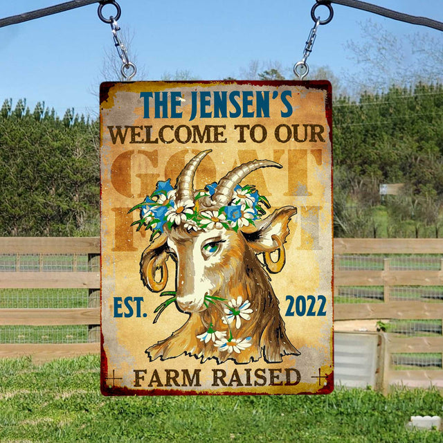 Welcome To Our Farm Raised, Customized Farm Sign