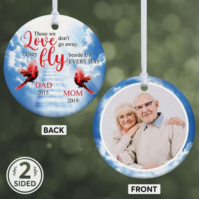 When You Feel Me In Your Heart Just Look Up, I'll Be Right There Cardinals Memorial Decorative Christmas Circle Ornament 2 Sided