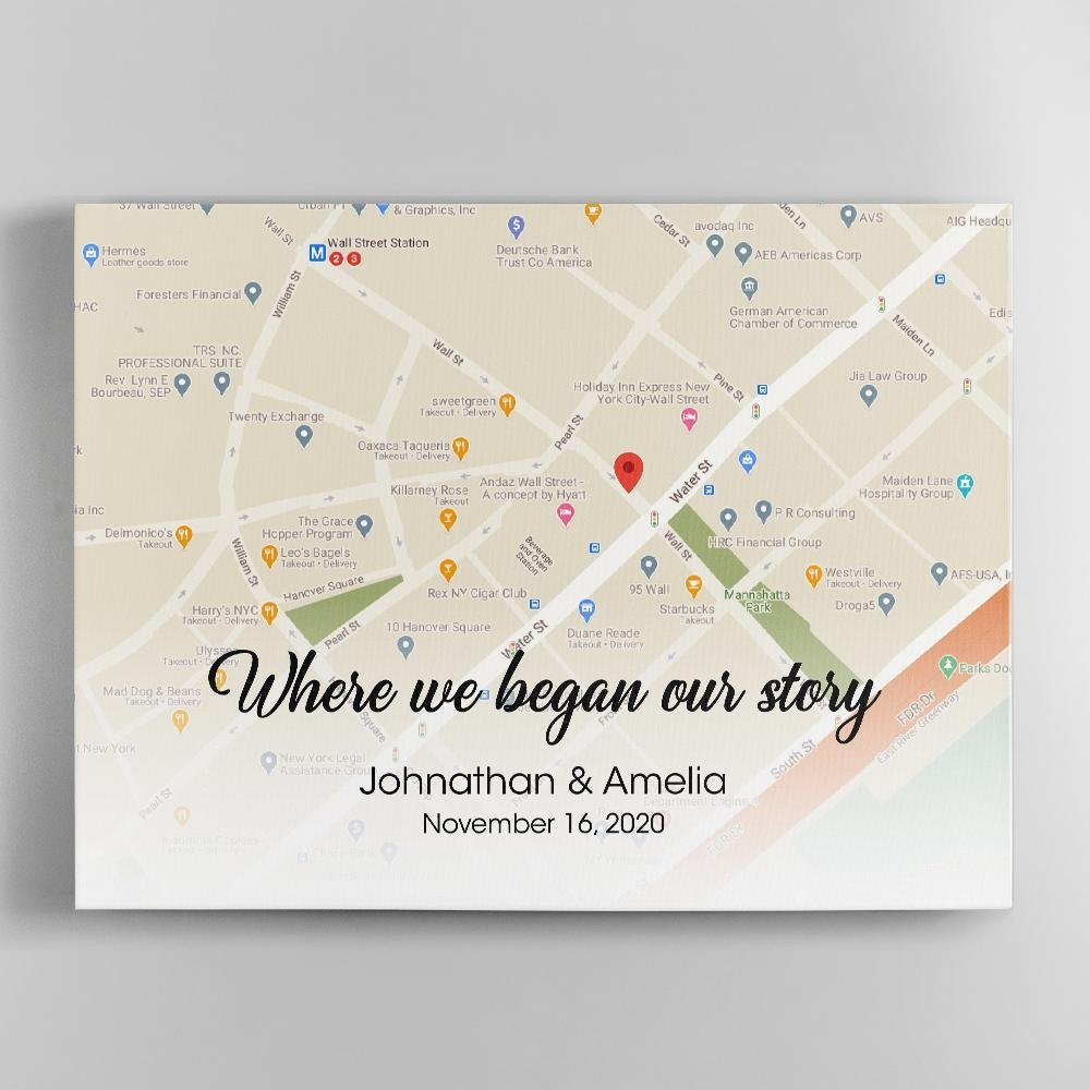 Where We Began Our Story Custom Map Print And Text Canvas