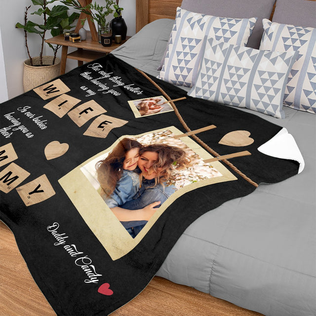 Wife And Mommy Custom Photo Collage, Personalized Name Blanket