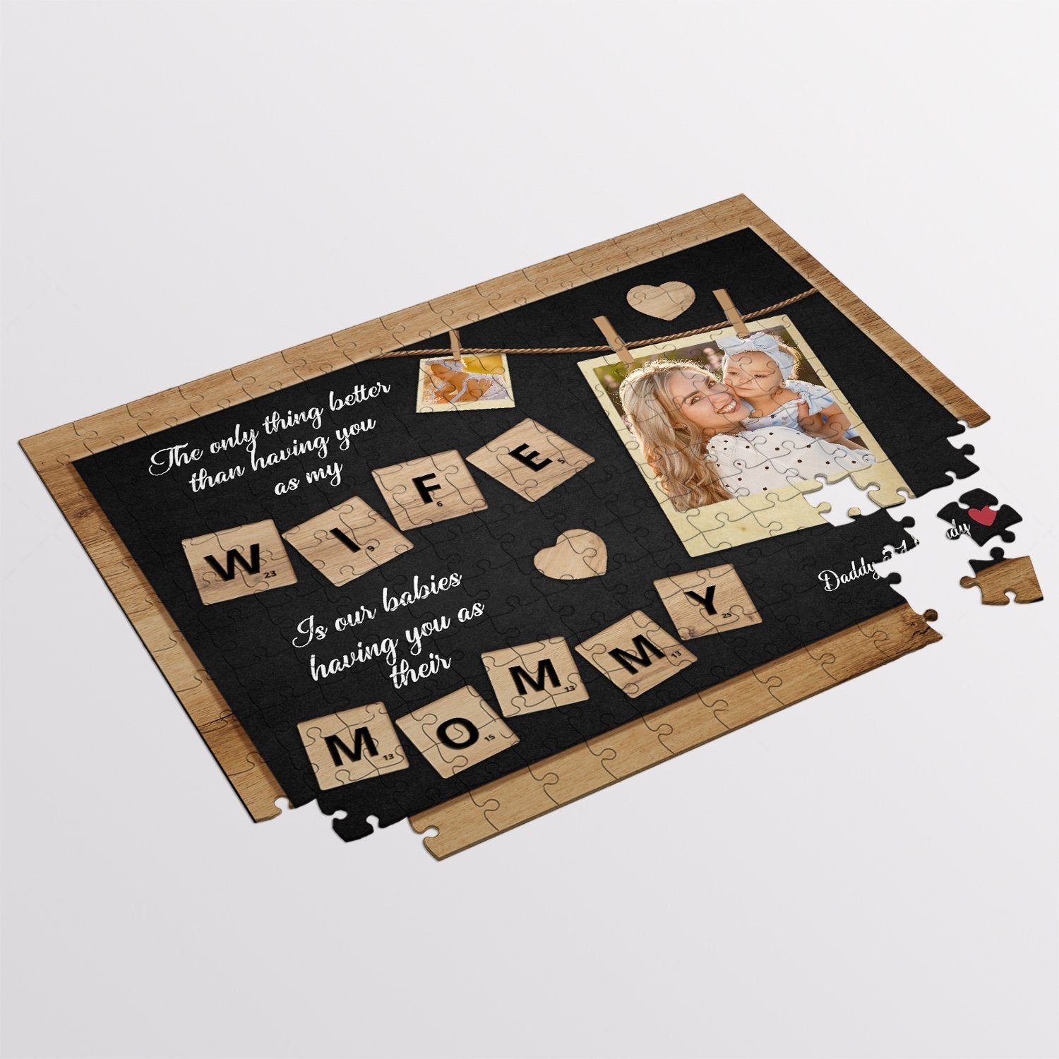 Wife And Mommy Custom Photo Collage, Personalized Name Jigsaw Puzzles