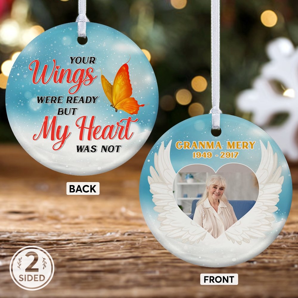 Your Wings Were Ready But My Heart Was Not Decorative Christmas Heart Ornament 2 Sided