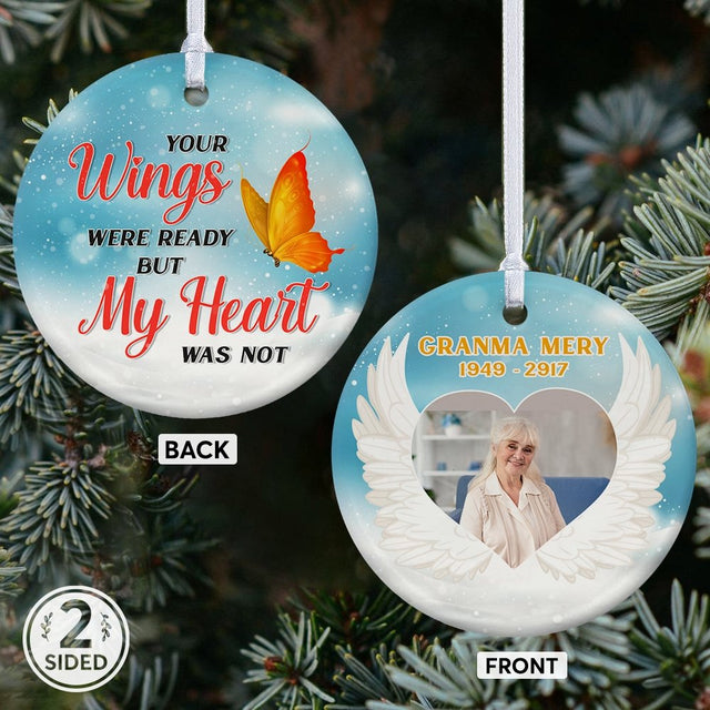 Your Wings Were Ready But My Heart Was Not Decorative Christmas Heart Ornament 2 Sided