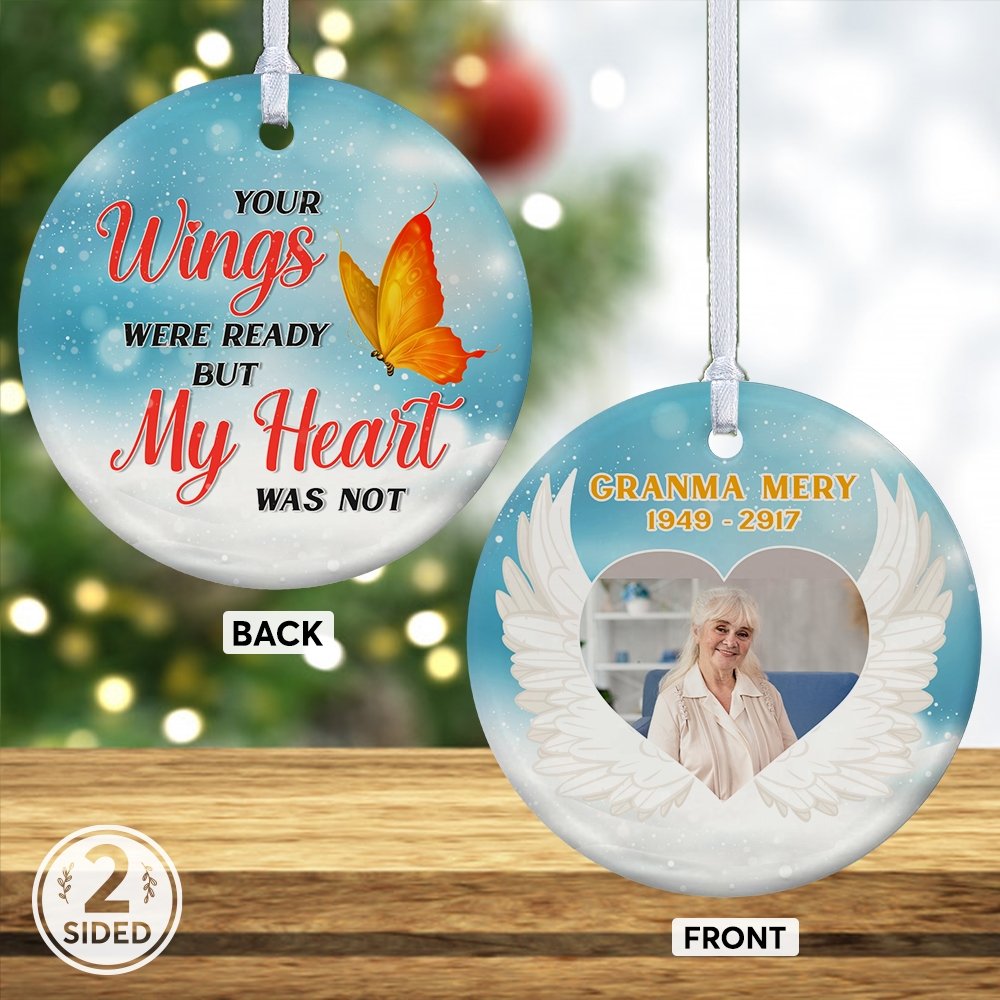 Your Wings Were Ready But My Heart Was Not Decorative Christmas Heart Ornament 2 Sided