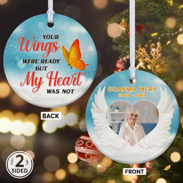 Your Wings Were Ready But My Heart Was Not Decorative Christmas Heart Ornament 2 Sided