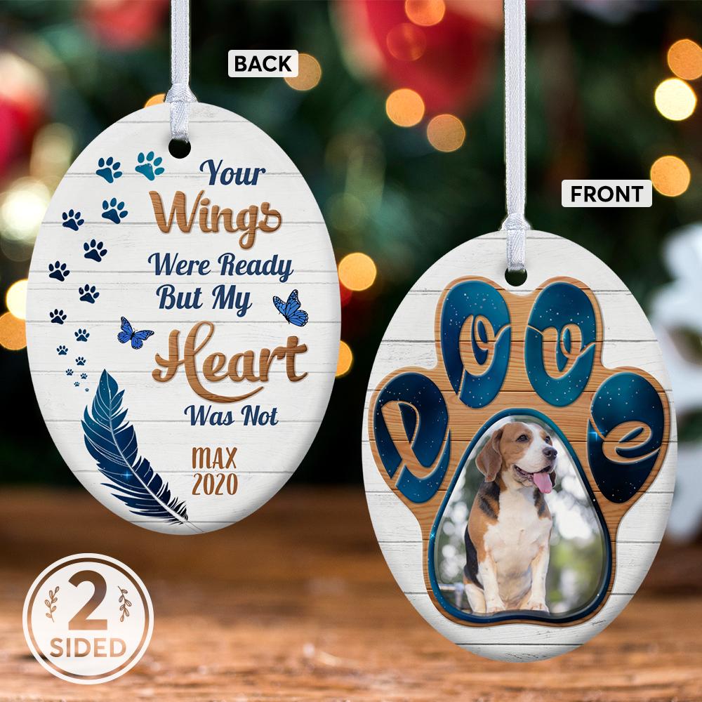 Your Wings Were Ready But My Heart Was Not Memorial Quotes Decorative Christmas Oval Ornament 2 Sided